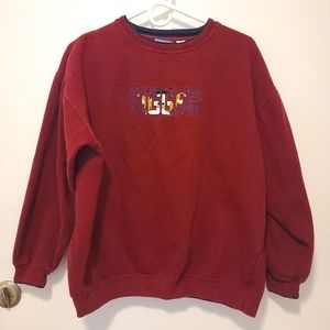 Disney Vintage Winnie The Pooh Tigger Embroidered Maroon Sweatshirt WDW Fall